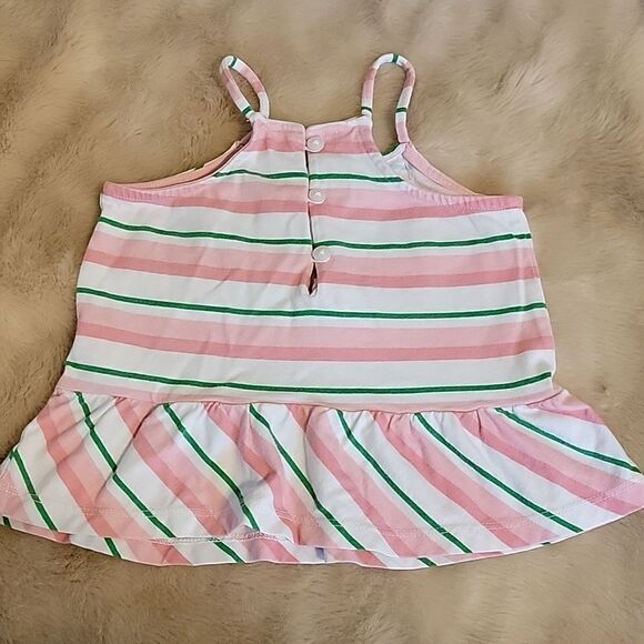 JANIE AND JACK CALIFORNIA SUMMER WHITE PINK GREEN STRIPED TANK TOP, SZ 18-24 MOS - Picture 5 of 5